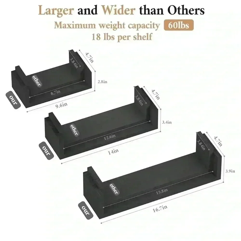 Set of 3 floating shelves NIB